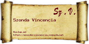 Szonda Vincencia névjegykártya